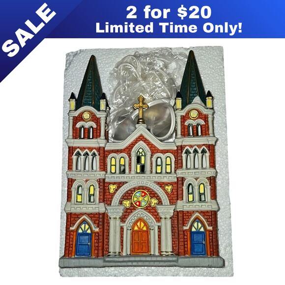 [Sale: 2 for $20!] Copperfield Keepsake Porcelain Lighted Church | Like New - Picture 1 of 10